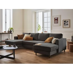 Comparateur de prix : LISA DESIGN Jake - canapé panoramique en U - 7 places - convertible avec coffre - en velours côtelé TU