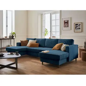Comparateur de prix : LISA DESIGN Jake - canapé panoramique en U - 7 places - convertible avec coffre - en velours côtelé TU