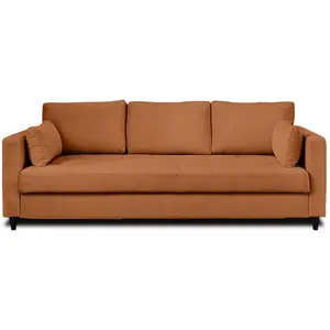 LISA DESIGN Anna - canapé droit 3 places convertible avec poche en velours - Rouille pas cher
