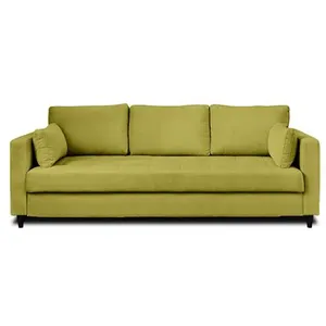 LISA DESIGN Anna - canapé droit 3 places convertible avec poche en velours - Vert Olive pas cher