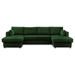 Comparateur de prix : LISA DESIGN Anna - canapé panoramique en U - 7 places - convertible avec coffre - en velours TU