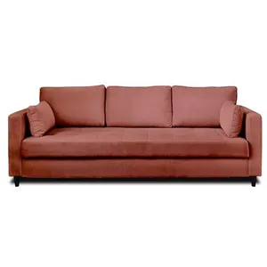 LISA DESIGN Anna - canapé droit 3 places convertible avec poche en velours - Rose