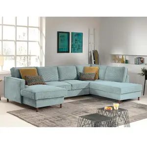Comparateur de prix : Lisa Design Jake - Canapé panoramique d'angle droit - Bleu