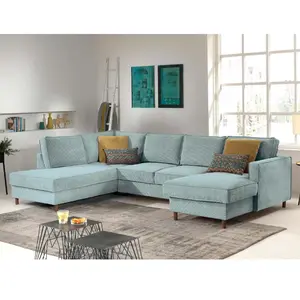 Comparateur de prix : LISA DESIGN Jake - canapé panoramique d'angle gauche - convertible avec coffre - 7 places - en velours côtelé TU