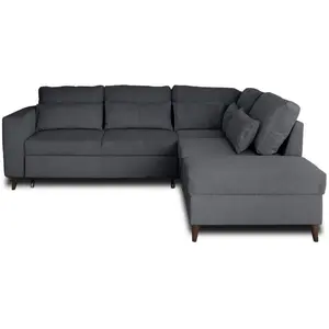 Comparateur de prix : BESTMOBILIER Canapé d'angle réversible convertible 5 places en velours côtelé gris