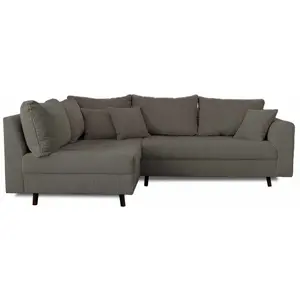 LISA DESIGN Rune - canapé d'angle gauche - 4 places - en velours côtelé - gris foncé pas cher