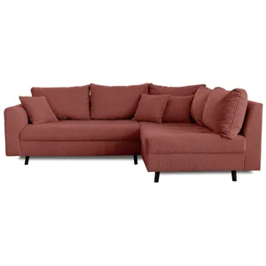 LISA DESIGN Rune - canapé d'angle droit - 4 places - en velours côtelé - terracotta pas cher