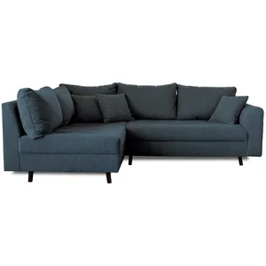 Comparateur de prix : LISA DESIGN Canapé d'angle gauche Rune - 4 places - Velours côtelé - Bleu nuit