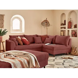 LISA DESIGN Canapé d'angle droit Rune - 4 places - en velours côtelé Terracotta