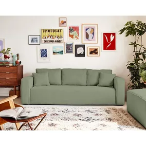 BESTMOBILIER Topaze - canapé 3 places - convertible avec coffre - en velours côtelé pas cher
