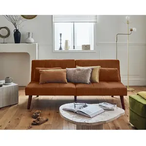 Comparateur de prix : BESTMOBILIER Philae - canapé convertible clic-clac 2 places - velours côtelé - Terracotta