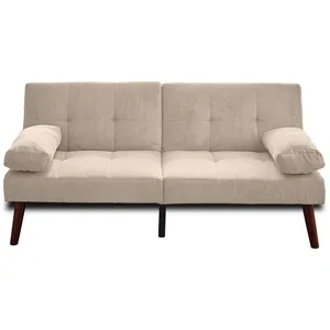 BESTMOBILIER Philae - canapé convertible clic-clac 2 places - velours côtelé - Beige