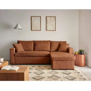 BESTMOBILIER Canapé d'angle réversible convertible 4 places en velours côtelé pas cher