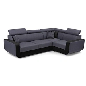 LISA DESIGN Dustin - Canapé d'angle L réversible - 5 places - Convertible avec coffre - Têtieres réglables Couleur - Noir / Gris