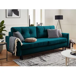 LISA DESIGN Nils - Canapé droit 3 places convertible - avec coffre de rangement - Velours TU