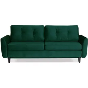 Canapé droit convertible 3 places en velours vert pas cher