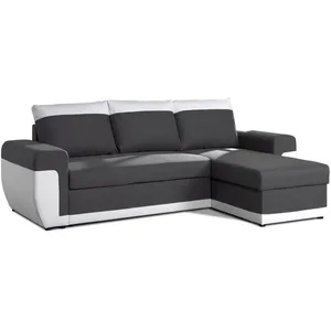 BESTMOBILIER Milan - canapé d'angle réversible - 4 places - convertible avec coffre - en simili et tissu pas cher
