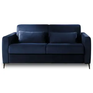 Comparateur de prix : LISA DESIGN Owen - canapé 3 places convertible - couchage quotidien - matelas 12 cm - en velours - Bleu nuit