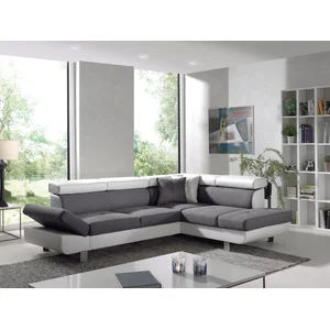 BESTMOBILIER Lisbona - Canapé d'angle convertible - 5 places - Droit - Blanc / Gris