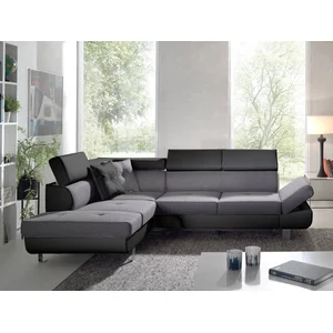 Comparateur de prix : BESTMOBILIER Lisbona - Canapé d'angle convertible - 5 places - Gauche - Noir / Gris