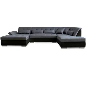Comparateur de prix : LISA DESIGN Vermont - Canapé d'angle panoramique en U - XXL - Droit - Noir / Gris