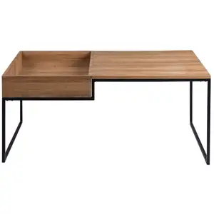 Comparateur de prix : BESTMOBILIER Tim - table basse - bois et métal noir - 105 cm - style industriel TU