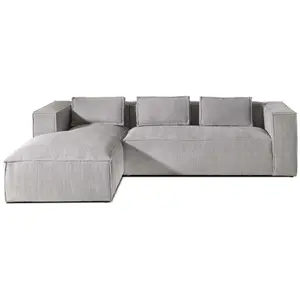 LISA DESIGN Canapé d'angle gauche 4 places en velours côtelé gris clair