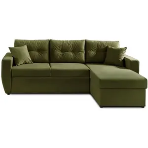 BestMobilier Astoria - Canapé d'angle réversible - Vert Olive