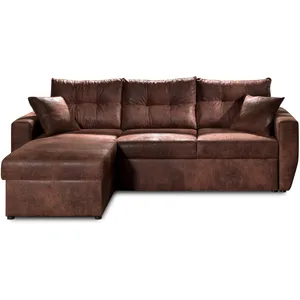 BESTMOBILIER Astoria - canapé d'angle réversible - convertible avec coffre - style industriel - 4 places pas cher