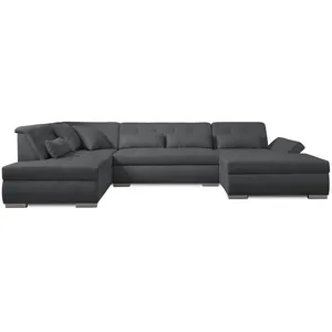 Comparateur de prix : LISA DESIGN Vermont - Canapé d'angle panoramique en U - XXL - Gauche - Noir / Gris