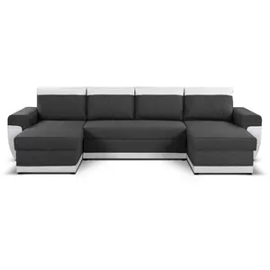 Comparateur de prix : BESTMOBILIER Milan - canapé d'angle panoramique - convertible - 7 places - 2 coffres de rangement