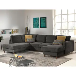 Comparateur de prix : LISA DESIGN Jake - canapé panoramique d'angle gauche - convertible avec coffre - 7 places - en velours côtelé TU