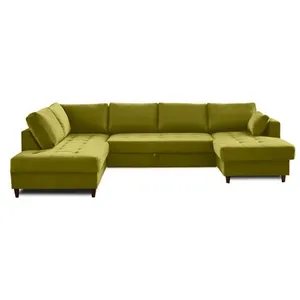 Comparateur de prix : LISA DESIGN Anna - canapé panoramique d'angle gauche - 7 places - convertible avec coffre - en velours TU
