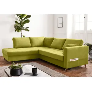 LISA DESIGN Anna - canapé d'angle gauche - 5 places - convertible - en velours TU