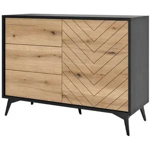 Best Mobilier Peter - buffet bas - bois et noir - 104 cm - style industriel - noir / bois pas cher