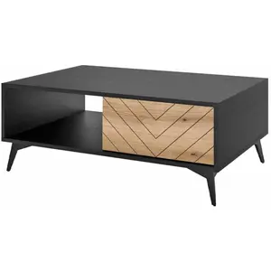 Comparateur de prix : BESTMOBILIER Peter - table basse - bois et noir - 104 cm - style industriel TU