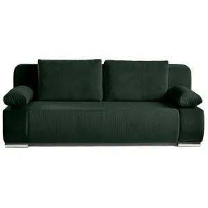 BESTMOBILIER Elio - canapé 3 places convertible - avec coffre - en velours et velours côtelé - Vert