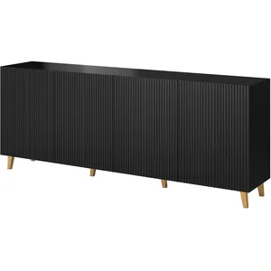 Comparateur de prix : Buffet bas Sanna - 200 cm - style contemporain - Noir - BESTMOBILIER