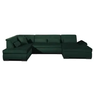 LISA DESIGN Vermont - canapé panoramique d'angle gauche - 7 places - XXL - en velours TU