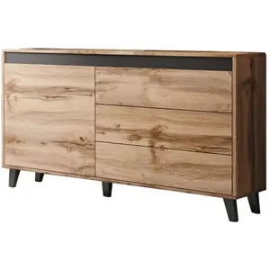 Comparateur de prix : Best Mobilier Lord - buffet bas - bois et noir - 138 cm - style industriel - Bois