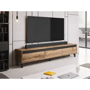 Comparateur de prix : Bestmobilier - Lord - meuble tv - bois et noir - 185 cm - style industriel
