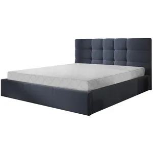 Comparateur de prix : BESTMOBILIER Mael - lit coffre - 160x200 - en tissu - sommier inclus - Bleu Ardoise