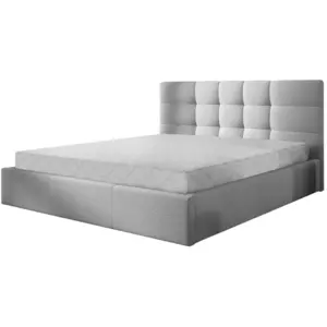 BESTMOBILIER Mael - lit coffre - 160x200 - en tissu - sommier inclus - gris clair