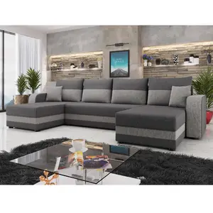 BESTMOBILIER Harvey - canapé panoramique en u - 7 places - convertible avec coffre - en tissu pas cher