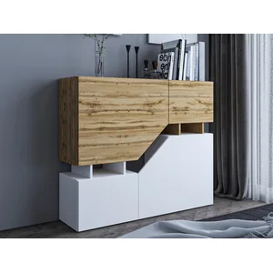 Bestmobilier - Pitt - buffet haut - 120 cm - style industriel - bois / blanc