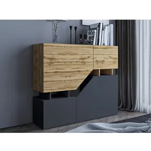 BESTMOBILIER Pitt - buffet haut - 120 cm - style industriel couleur - bois / gris