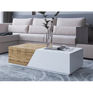Comparateur de prix : Best Mobilier Pitt - table basse - 124 cm - style industriel couleur - bois / blanc