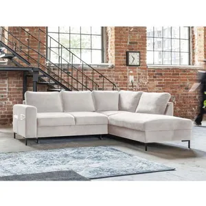 BESTMOBILIER Lilly - Canapé d'angle droit - 5 places - convertible - en velours TU pas cher