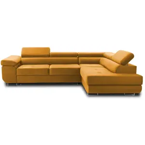 BESTMOBILIER Pablo Canapé d'angle 5 places - Convertible Jaune