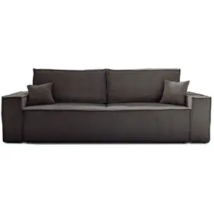 BESTMOBILIER Canapé droit convertible 3 places en velours côtelé gris foncé pas cher
